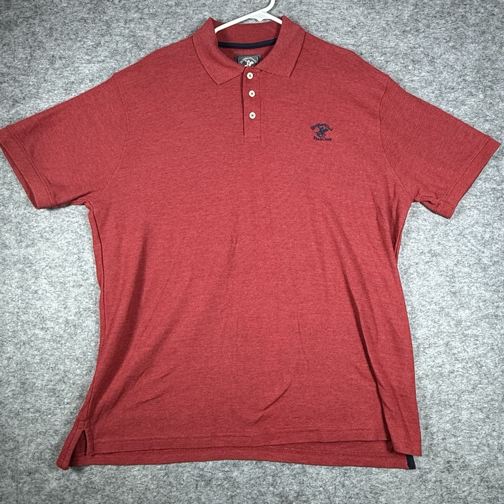 Beverly Hills Polo Club Polo Shirt Mens XL Logo Cotton Blend Red Solid